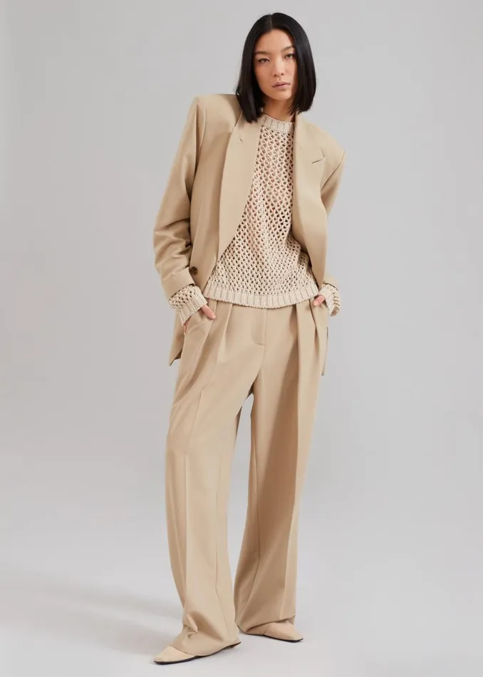 Women The Frankie Shop Bottoms Corrin Pleated Trousers Beige