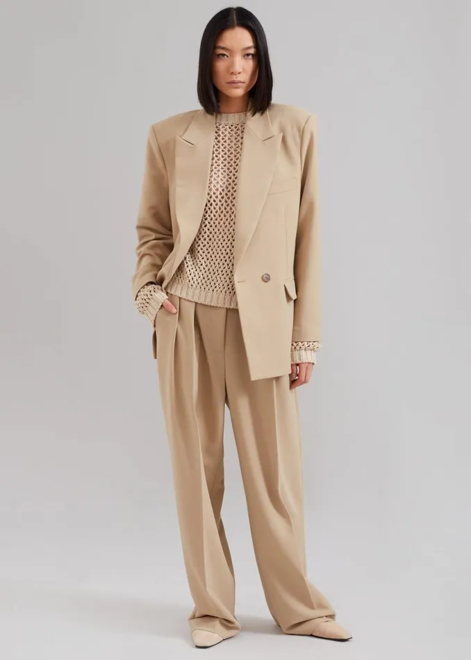 Women The Frankie Shop Bottoms Corrin Pleated Trousers Beige