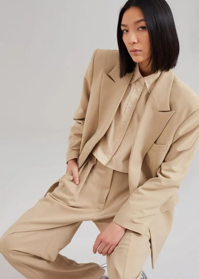 Women The Frankie Shop Bottoms Corrin Pleated Trousers Beige