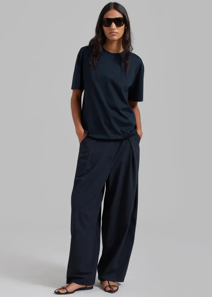 Women The Frankie Shop Bottoms Dani Wide Pants Navy