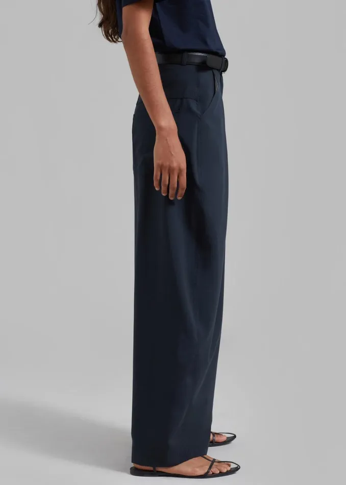 Women The Frankie Shop Bottoms Dani Wide Pants Navy
