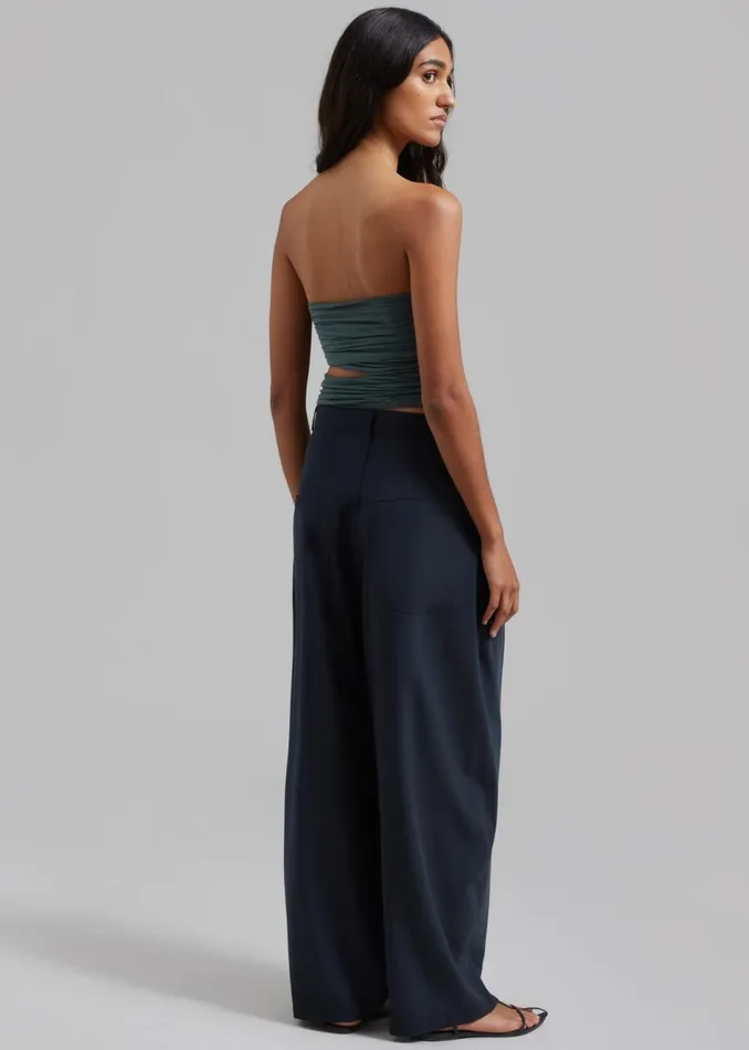 Women The Frankie Shop Bottoms Dani Wide Pants Navy