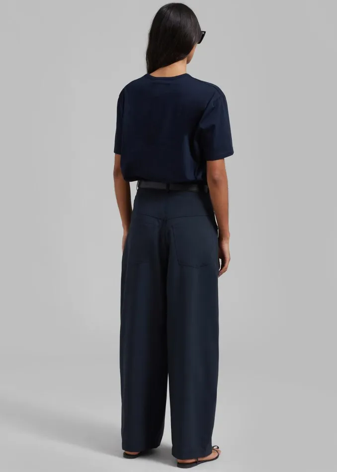 Women The Frankie Shop Bottoms Dani Wide Pants Navy