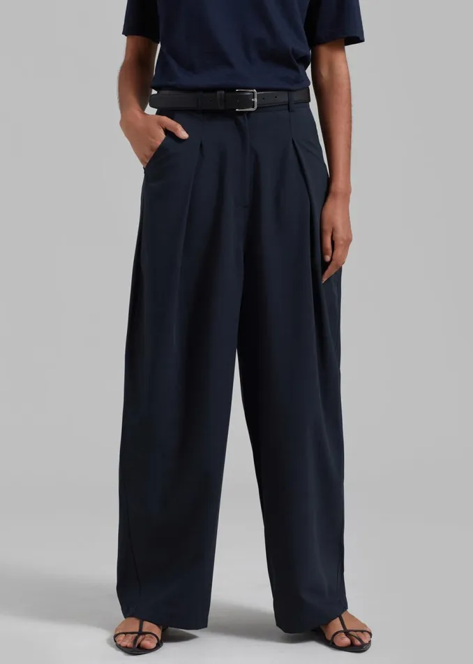 Women The Frankie Shop Bottoms Dani Wide Pants Navy