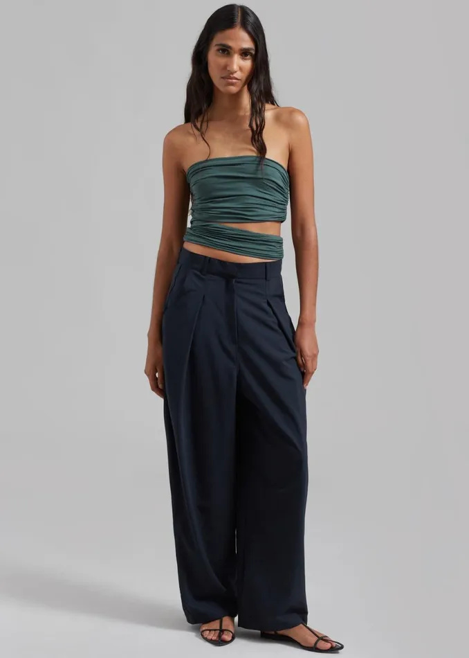 Women The Frankie Shop Bottoms Dani Wide Pants Navy