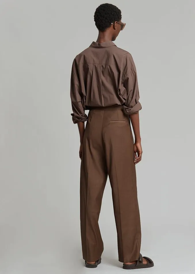 Women The Frankie Shop Bottoms Danu Belted Trousers Chocolate