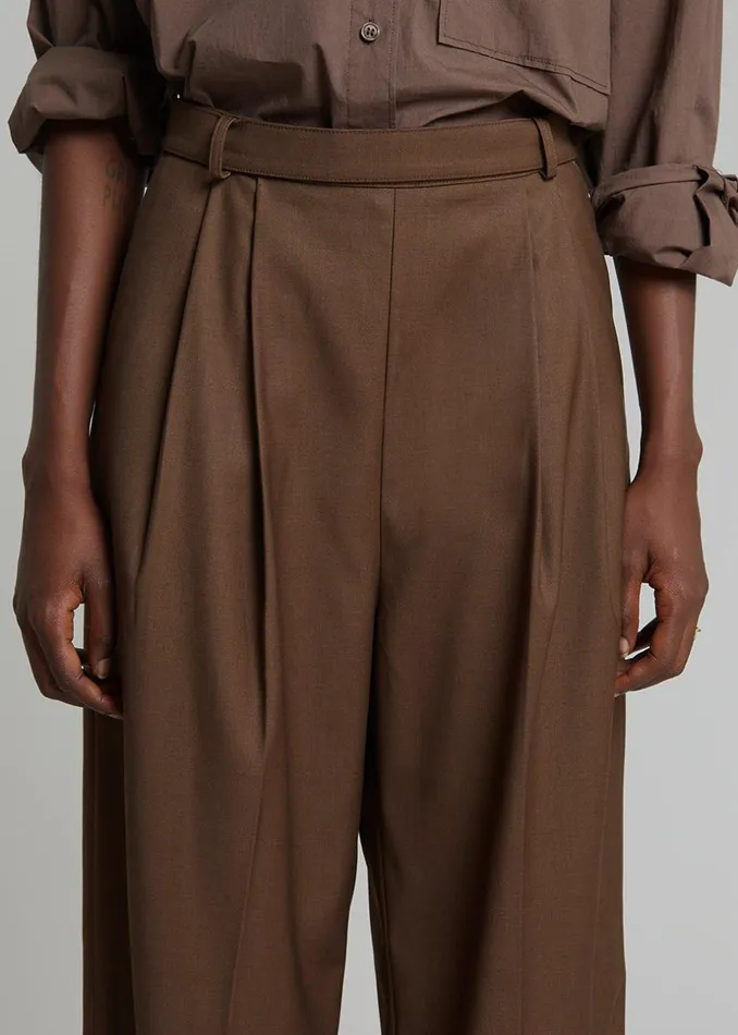 Women The Frankie Shop Bottoms Danu Belted Trousers Chocolate