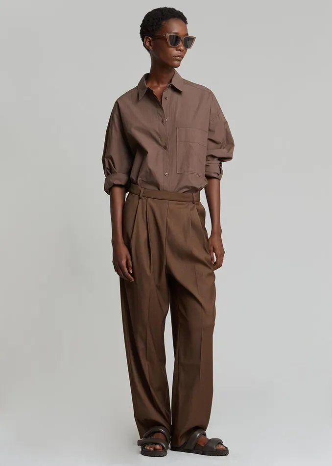 Women The Frankie Shop Bottoms Danu Belted Trousers Chocolate