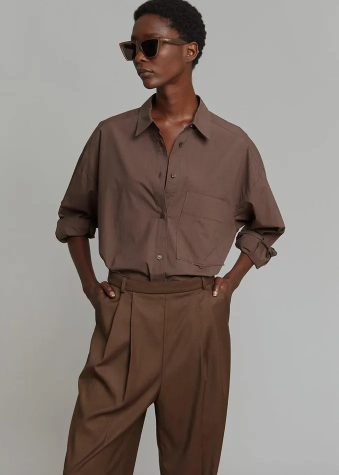 Women The Frankie Shop Bottoms Danu Belted Trousers Chocolate