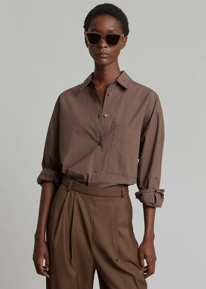 Women The Frankie Shop Bottoms Danu Belted Trousers Chocolate