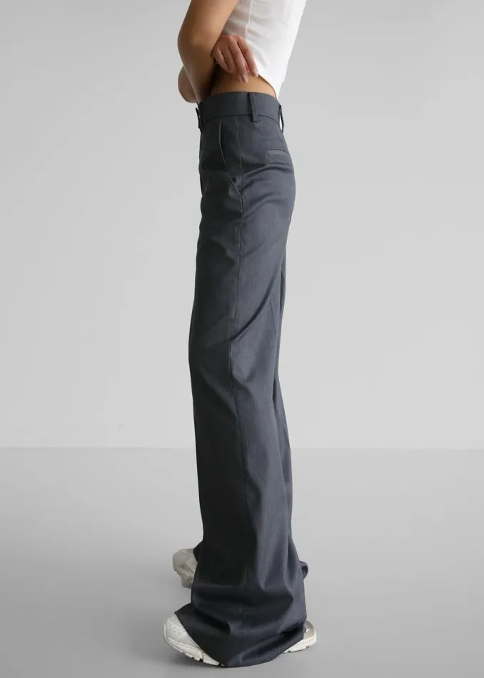 Women The Frankie Shop Bottoms Daphne Wide Trousers Dark Grey