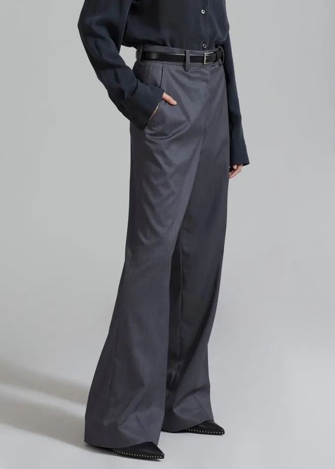 Women The Frankie Shop Bottoms Daphne Wide Trousers Dark Grey