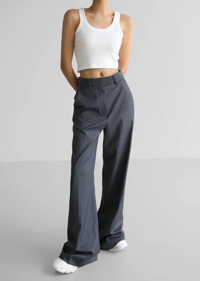 Women The Frankie Shop Bottoms Daphne Wide Trousers Dark Grey