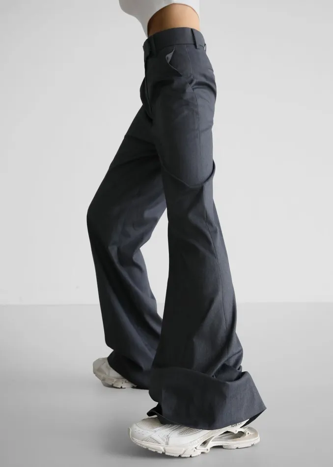 Women The Frankie Shop Bottoms Daphne Wide Trousers Dark Grey