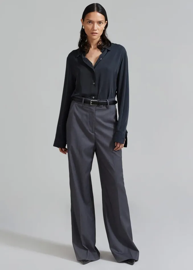 Women The Frankie Shop Bottoms Daphne Wide Trousers Dark Grey