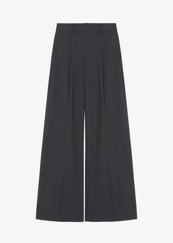 Women The Frankie Shop Bottoms Dariel Pleated Trousers Charcoal