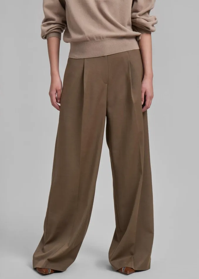 Women The Frankie Shop Bottoms Dariel Pleated Trousers Taupe