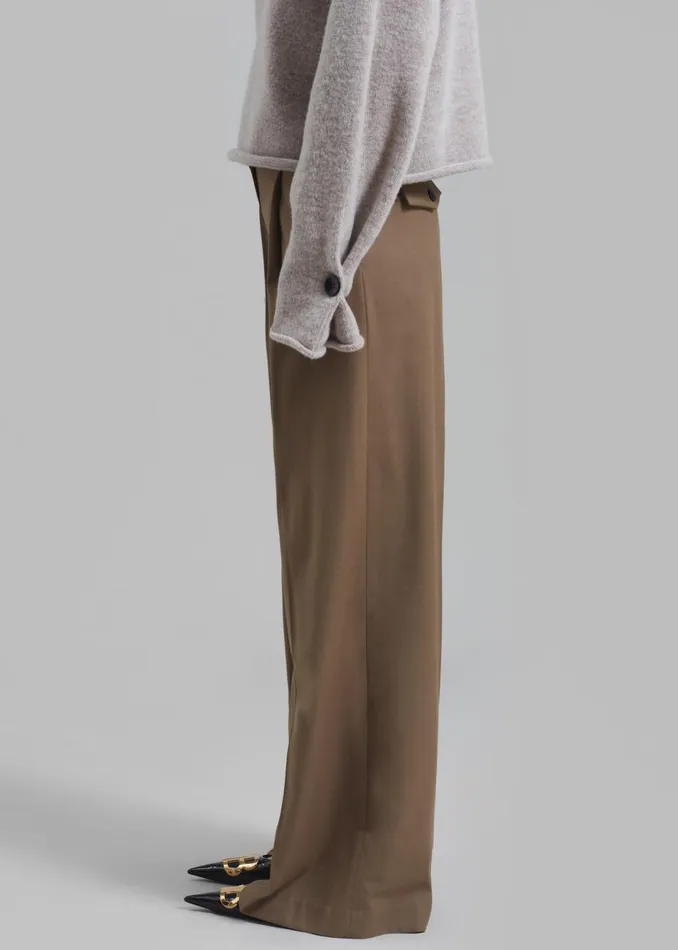 Women The Frankie Shop Bottoms Dariel Pleated Trousers Taupe