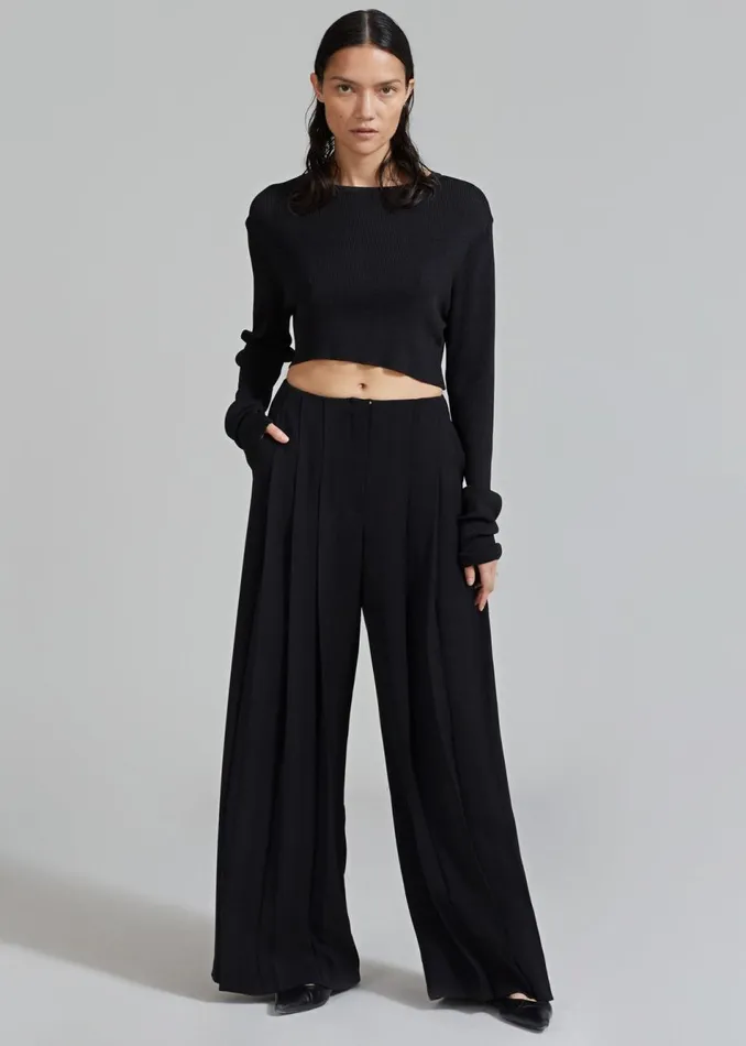 Women The Frankie Shop Bottoms Dillon Pleated Pants Black