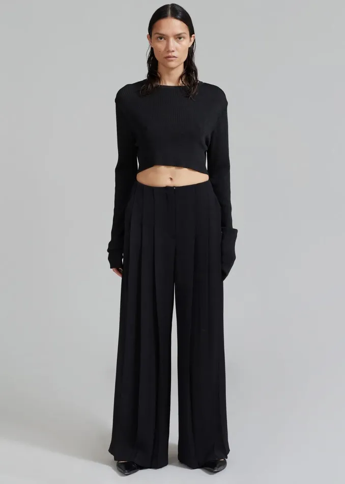 Women The Frankie Shop Bottoms Dillon Pleated Pants Black