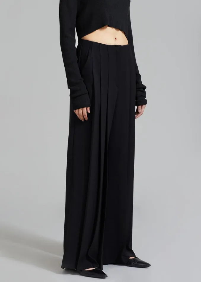 Women The Frankie Shop Bottoms Dillon Pleated Pants Black