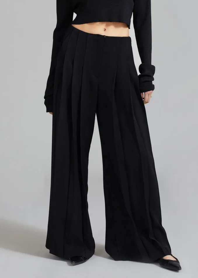 Women The Frankie Shop Bottoms Dillon Pleated Pants Black