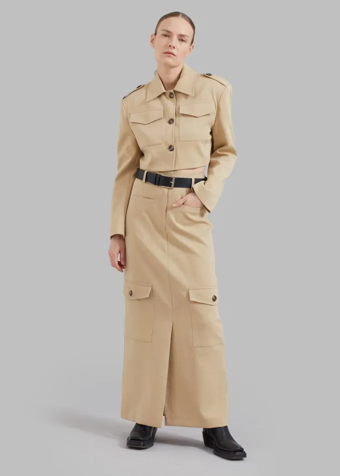 Women The Frankie Shop Bottoms Eden Long Cargo Skirt Beige