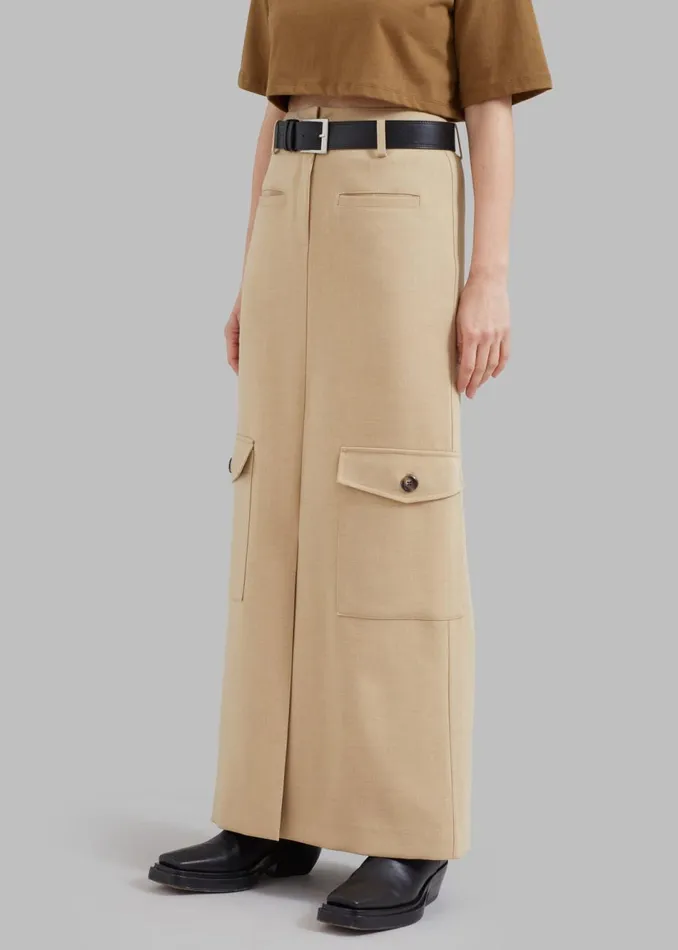 Women The Frankie Shop Bottoms Eden Long Cargo Skirt Beige