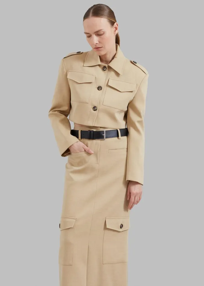 Women The Frankie Shop Bottoms Eden Long Cargo Skirt Beige