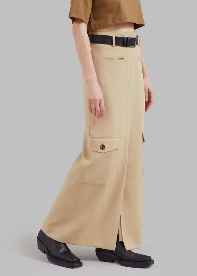 Women The Frankie Shop Bottoms Eden Long Cargo Skirt Beige