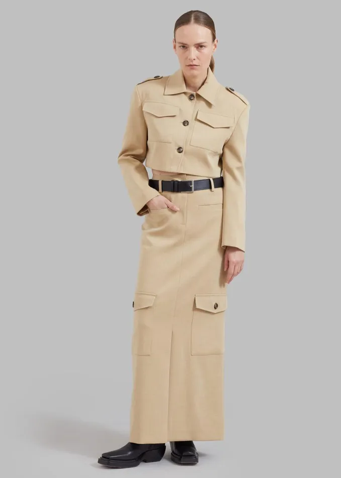 Women The Frankie Shop Bottoms Eden Long Cargo Skirt Beige