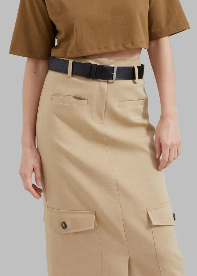 Women The Frankie Shop Bottoms Eden Long Cargo Skirt Beige