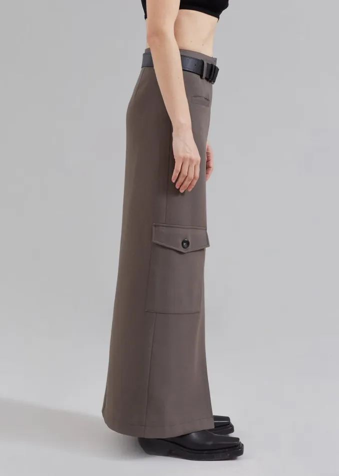 Women The Frankie Shop Bottoms Eden Long Cargo Skirt Grey