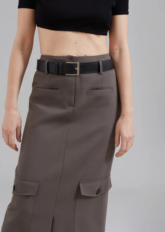 Women The Frankie Shop Bottoms Eden Long Cargo Skirt Grey