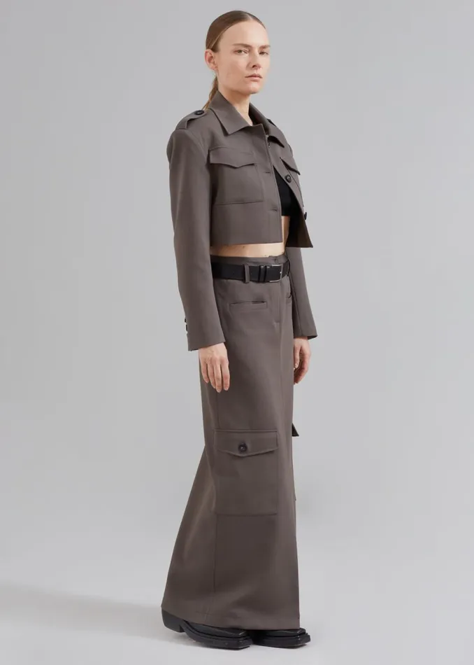 Women The Frankie Shop Bottoms Eden Long Cargo Skirt Grey
