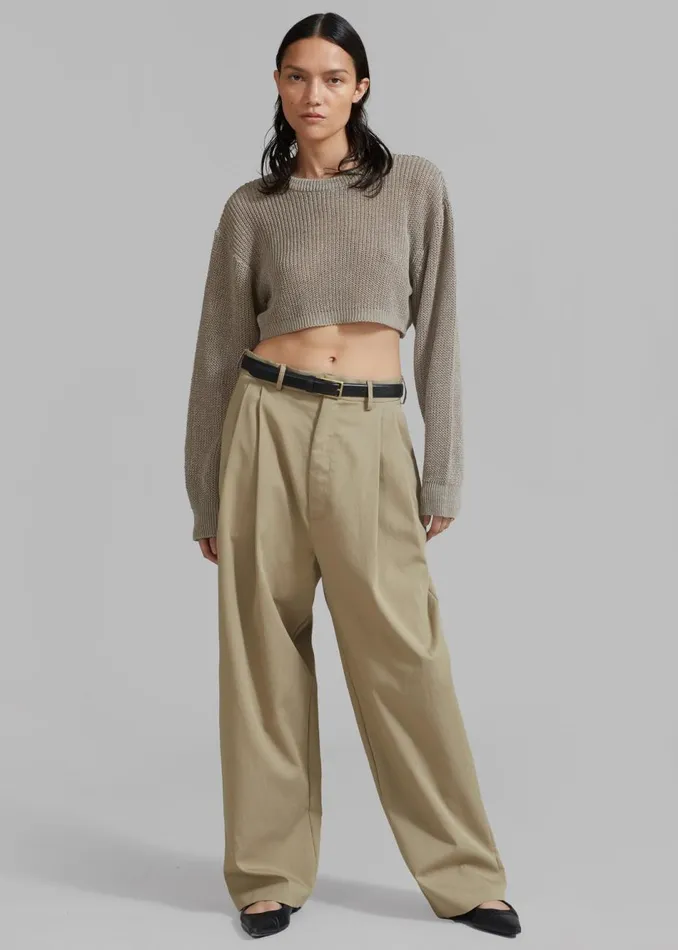 Women The Frankie Shop Bottoms Effie Pleated Pants Khaki