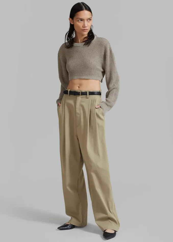 Women The Frankie Shop Bottoms Effie Pleated Pants Khaki