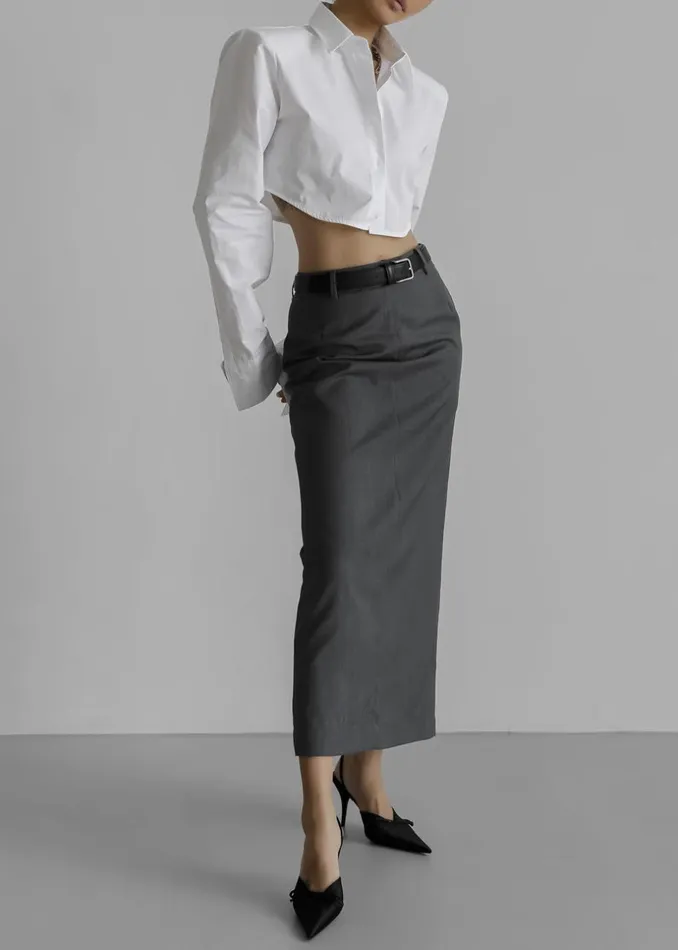 Women The Frankie Shop Bottoms Eli Pencil Skirt Charcoal