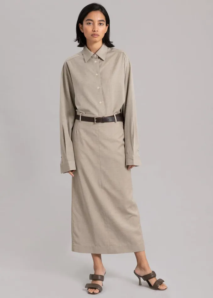 Women The Frankie Shop Bottoms Eli Pencil Skirt Taupe Melange