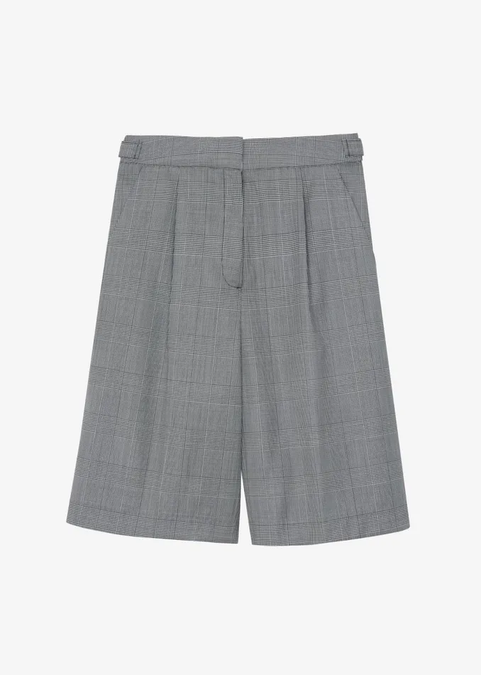 Women The Frankie Shop Bottoms Essie Wool Bermuda Shorts Light Grey Plaid