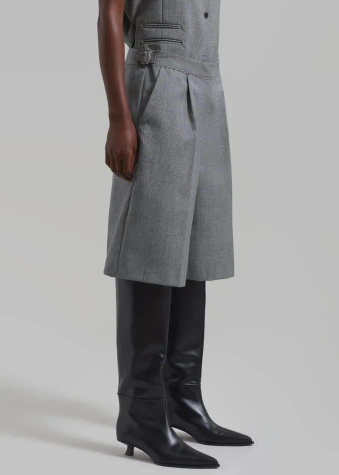 Women The Frankie Shop Bottoms Essie Wool Bermuda Shorts Light Grey Plaid