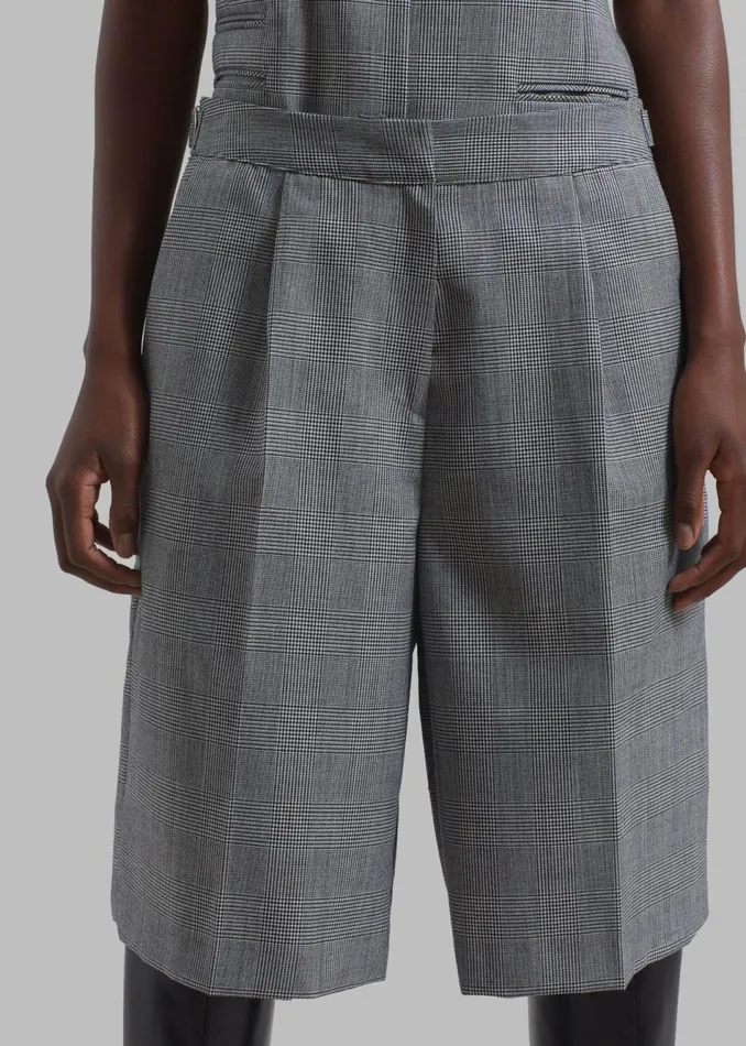 Women The Frankie Shop Bottoms Essie Wool Bermuda Shorts Light Grey Plaid