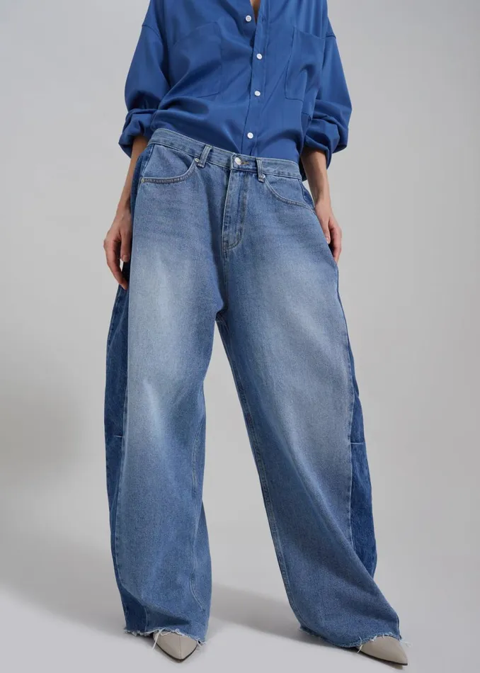 Women The Frankie Shop Bottoms Gatlin Color Block Jeans Blue Wash