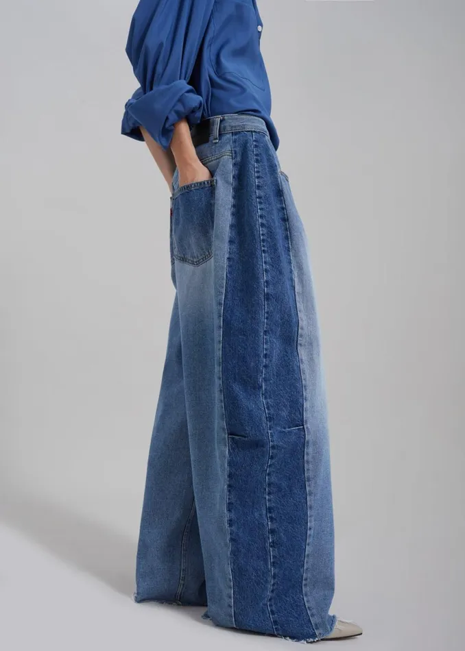 Women The Frankie Shop Bottoms Gatlin Color Block Jeans Blue Wash