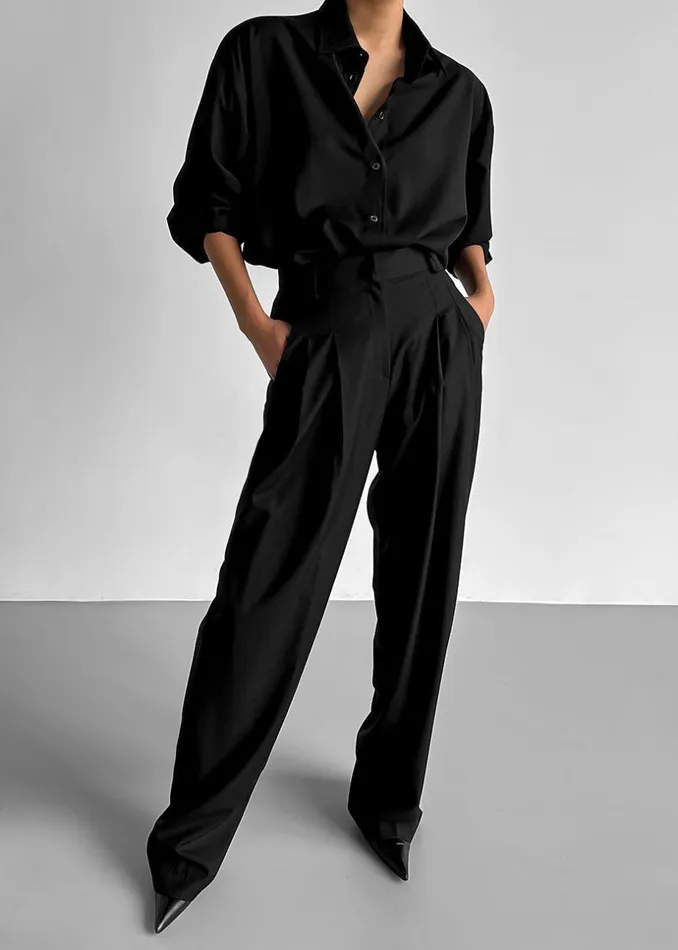 Women The Frankie Shop Bottoms Gelso Pleated Trousers Black