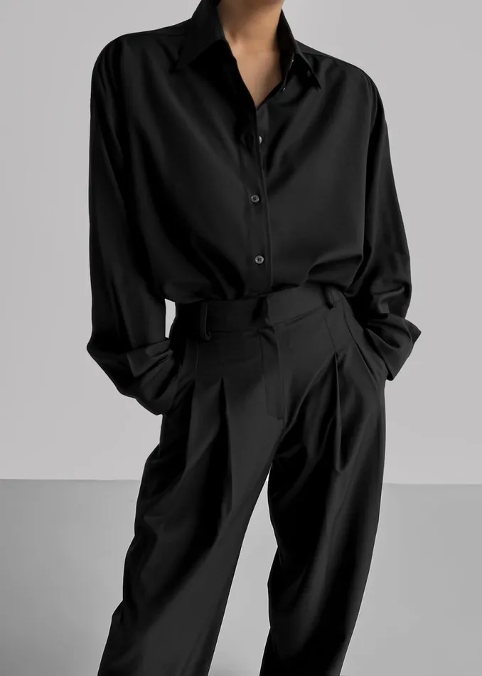 Women The Frankie Shop Bottoms Gelso Pleated Trousers Black