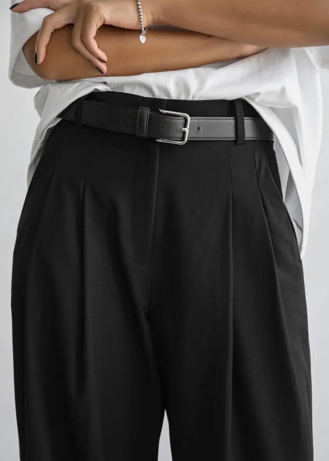 Women The Frankie Shop Bottoms Gelso Pleated Trousers Black