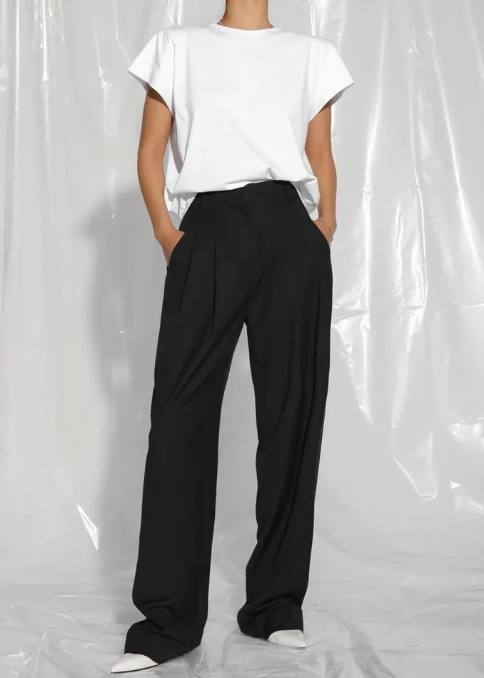 Women The Frankie Shop Bottoms Gelso Pleated Trousers Black