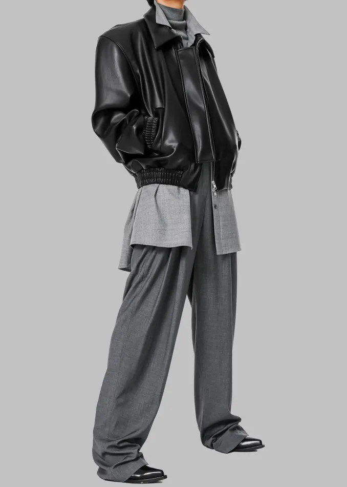 Women The Frankie Shop Bottoms Gelso Pleated Trousers Dark Grey Melange
