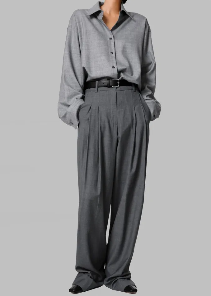Women The Frankie Shop Bottoms Gelso Pleated Trousers Dark Grey Melange